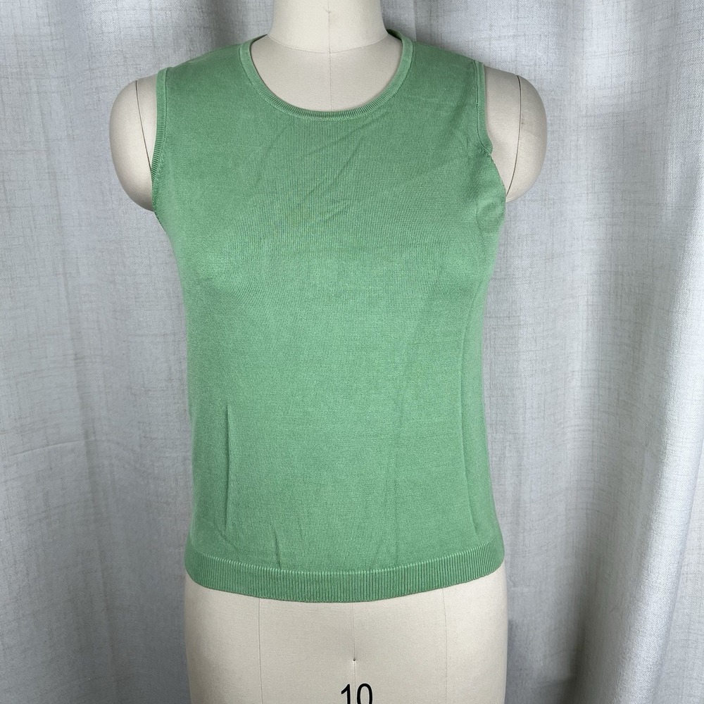 Lauren Ralph Lauren Silk Blend Sleeveless Ribbed Top Green Women's Medium